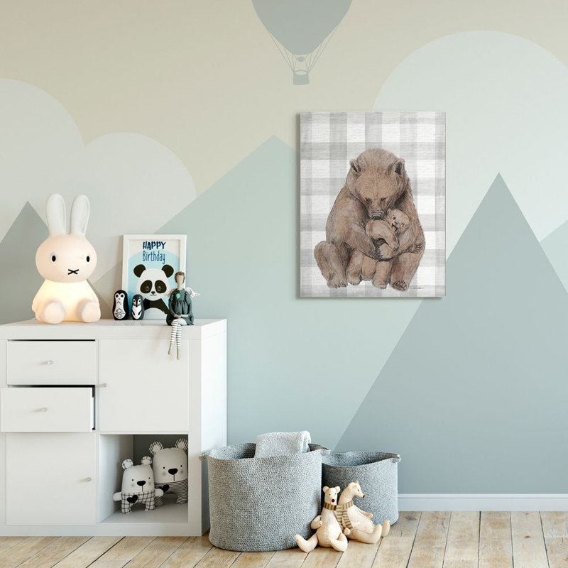 «Bear and Cub Nursery» par Daphne Polselli - impression d'art graphique, Toile tendue, H 40 po x l 30 po x 1,5 po