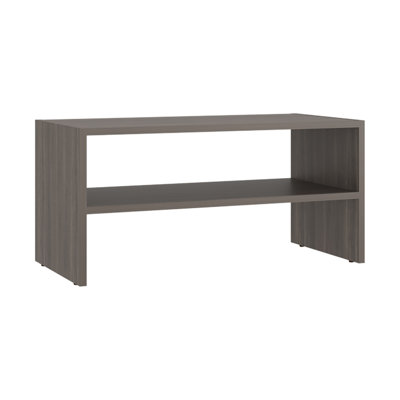 23.6 Wide Three - Open Shelves Modern Shoe Rack For Entryway Or Closet, Compact Design, Grey Particle Board And Flat Top Utility Space With Construction