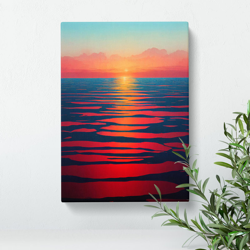 XV1022-4814X Unbeatable Ocean Sunset - Print, No Matte, 50cm H x 35cm W, Wrapped Canvas