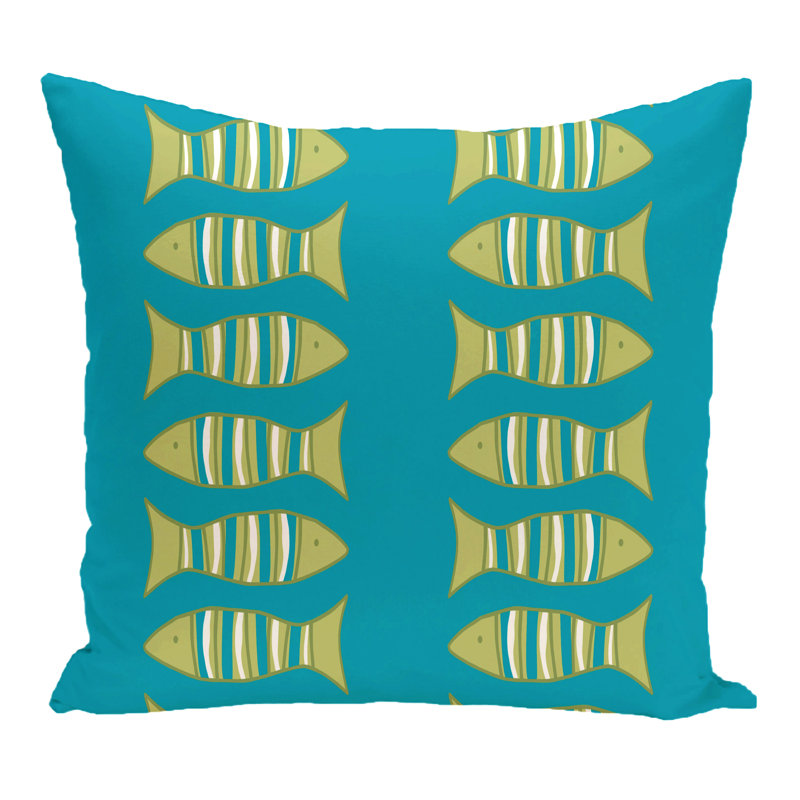 Housse de coussin rectangulaire extérieure pour coussin de Fishy/insert, Turquoise, H 16 po x l 16 po