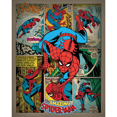 Spiderman Retro - Wrapped Canvas Rectangle Print