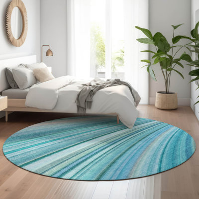 Premium Machine Washable Cerrito AMF585 Teal Rug
