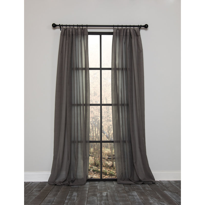 Belasquez Semi Sheer Curtain Single Panel, Brown, 54" x 96"