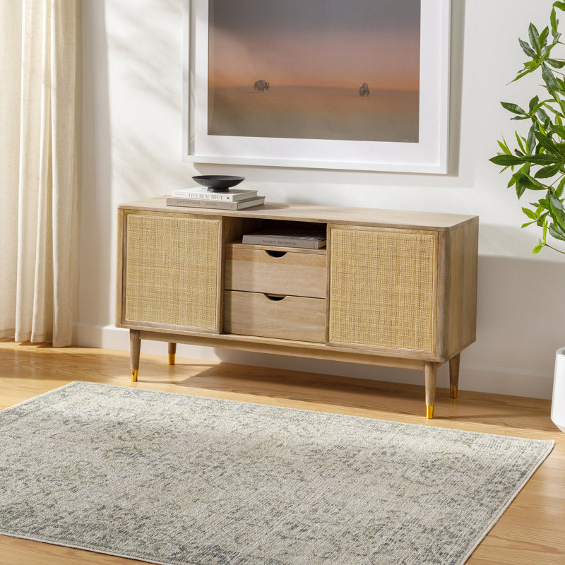 Goshay Sterling Grey Machine Washable Area Rug, Rectangle 4'3" x 5'11"
