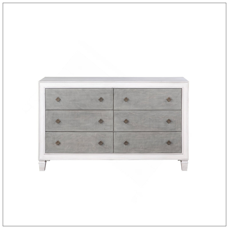 Commode Katia gris rustique et blanc vieilli