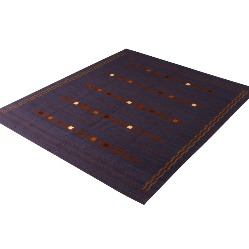 Scandinavian Hand Knotted Wool Geometric Area Rug, Rectangle 14' x 20'