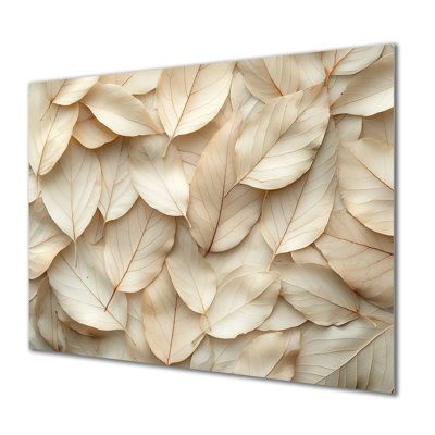 Crème et feuilles d'amande blanches - feuilles, impression sur métal