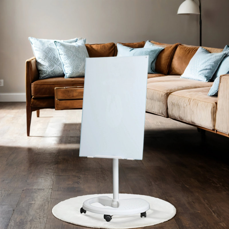 Tableau blanc en verre trempé à hauteur réglable magnétique effaçable à sec 36 po x 24 po blanc