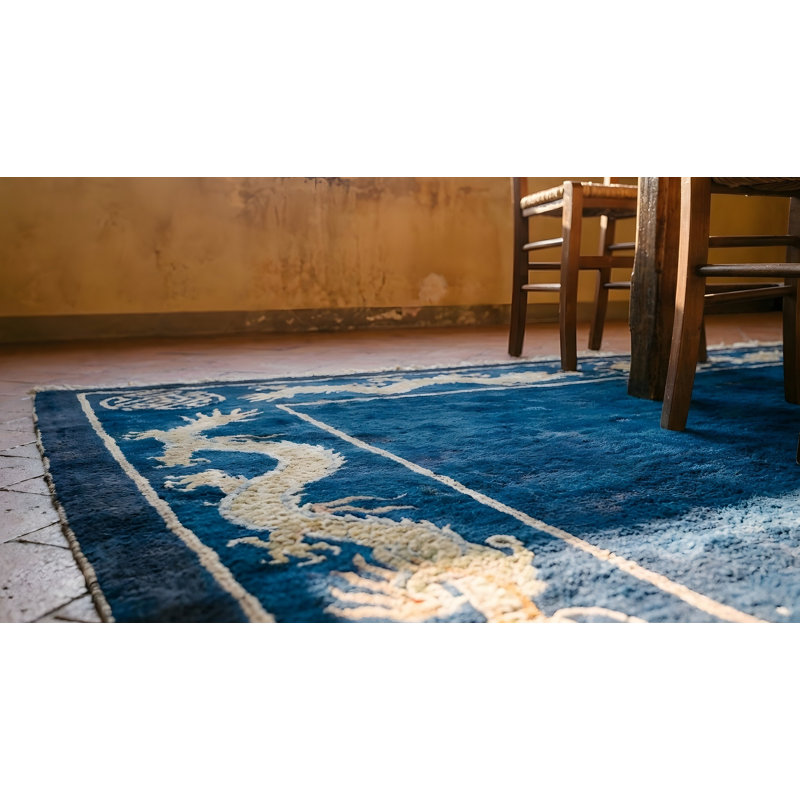Antique Chinese - Peking Geometric Knotted Rug