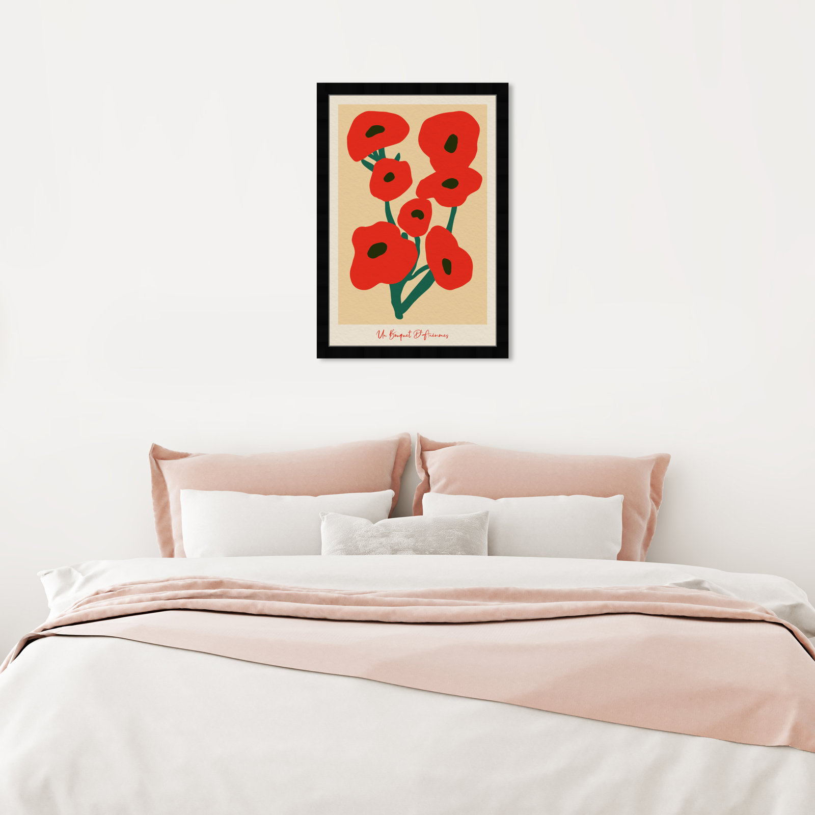 Modern Red Flower Bouquet by Oliver Gal, Black, 26" H x 18" W