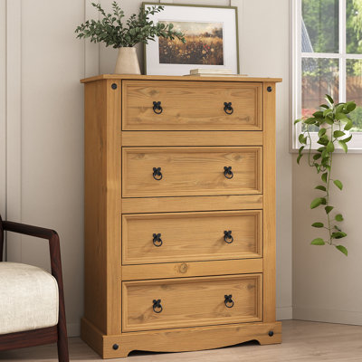 Solid Wood 80 cm W Chest of 4 Drawers