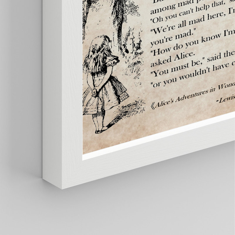 «Alice In Wonderland Cheshire Cat Beauty Quote» sur, Blanc, H 10 po x l 8 po