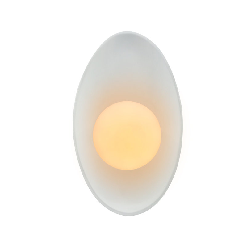 Azem Ceramic Wall Sconce, Gloss White/White