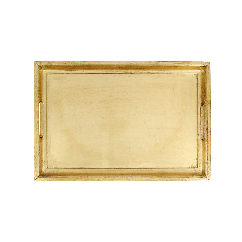 Plateau rectangulaire Florentine, H 1,25 po x l 18,5 po x P 12,5 po, Or