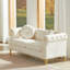 Canapé Chesterfield en velours 60,5 pouces avec boutons capitonnés, clous en cuivre et anneaux d'accoudoirs pour un décor personnalisé-1191398073