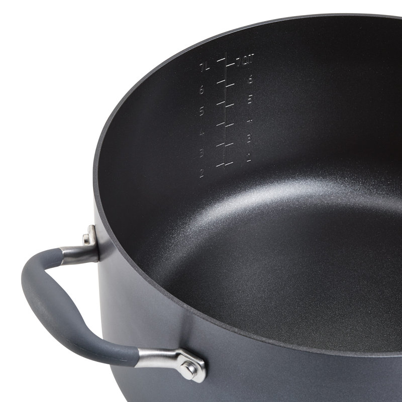 Anolon Advanced Home Hard Anodized Nonstick Wide Stockpot With Steamer Insert Set, 3-Piece,  8.5-Quart, Gray