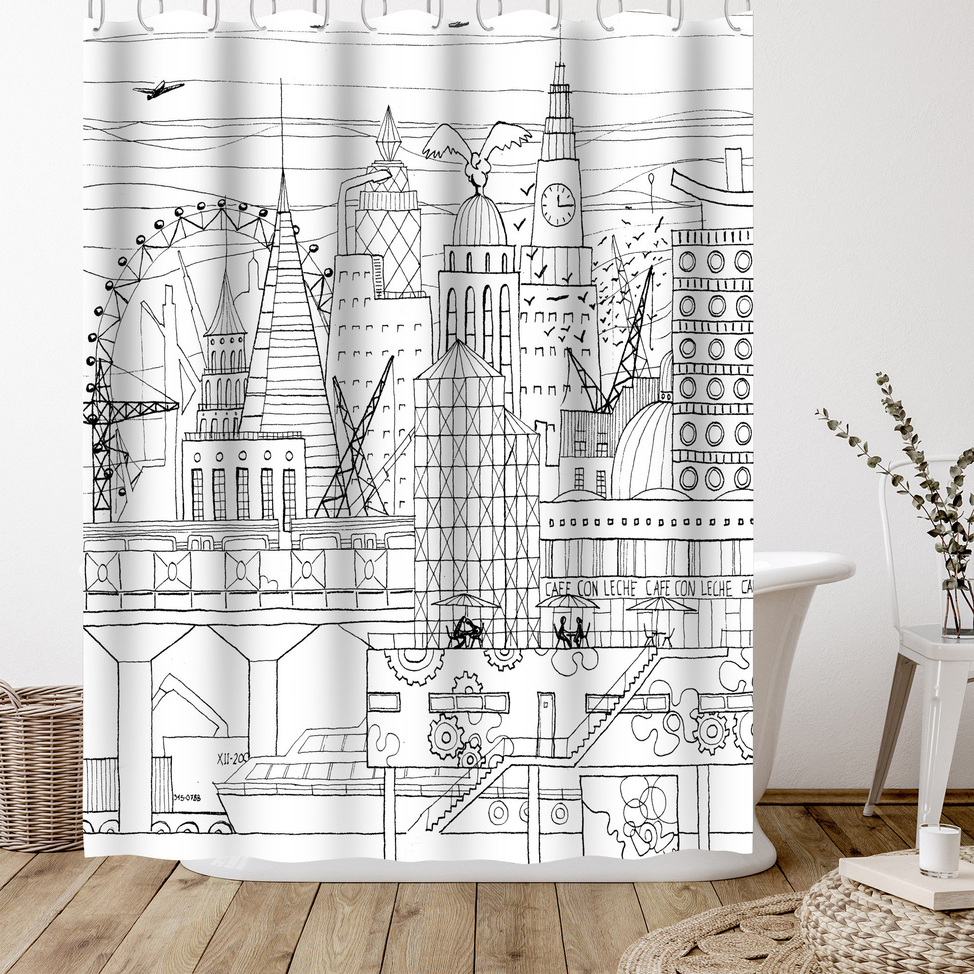 shower curtain drawing