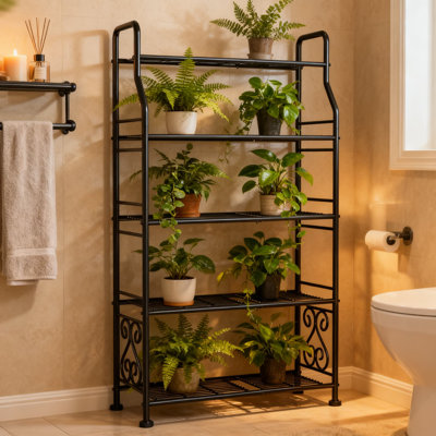 5-Tier Metal Plant Stand Indoor Outdoor - 53 Inch Tall Plant Shelf With Large Capacity For Patio, Balcony, Living Room, Rust-Resistant Tiered Plant Display Rack