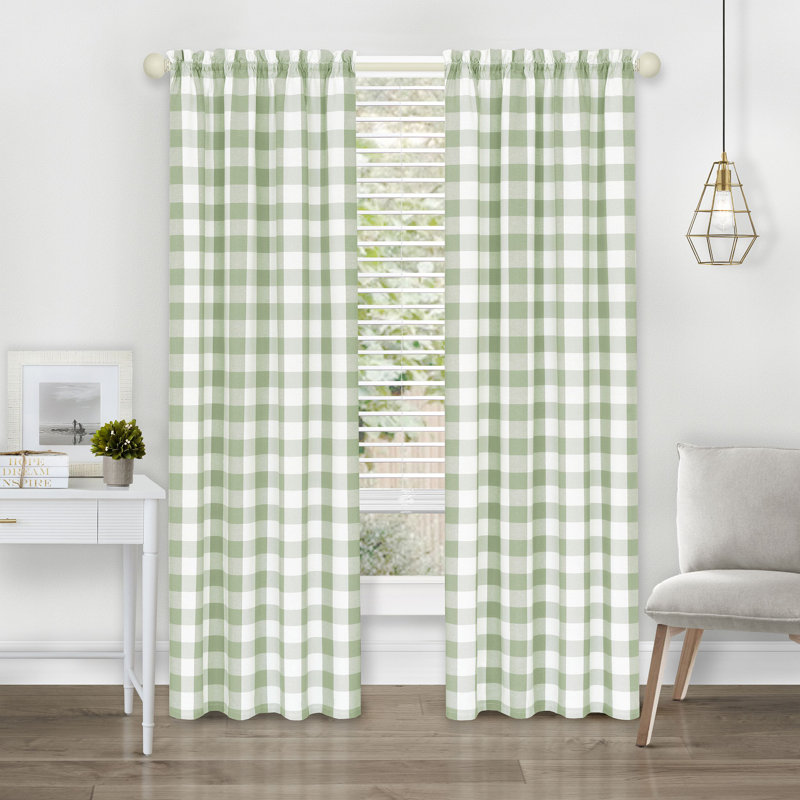 Antheia Semi Sheer Curtain Single Panel, Apple Green, 42" W x 84" L