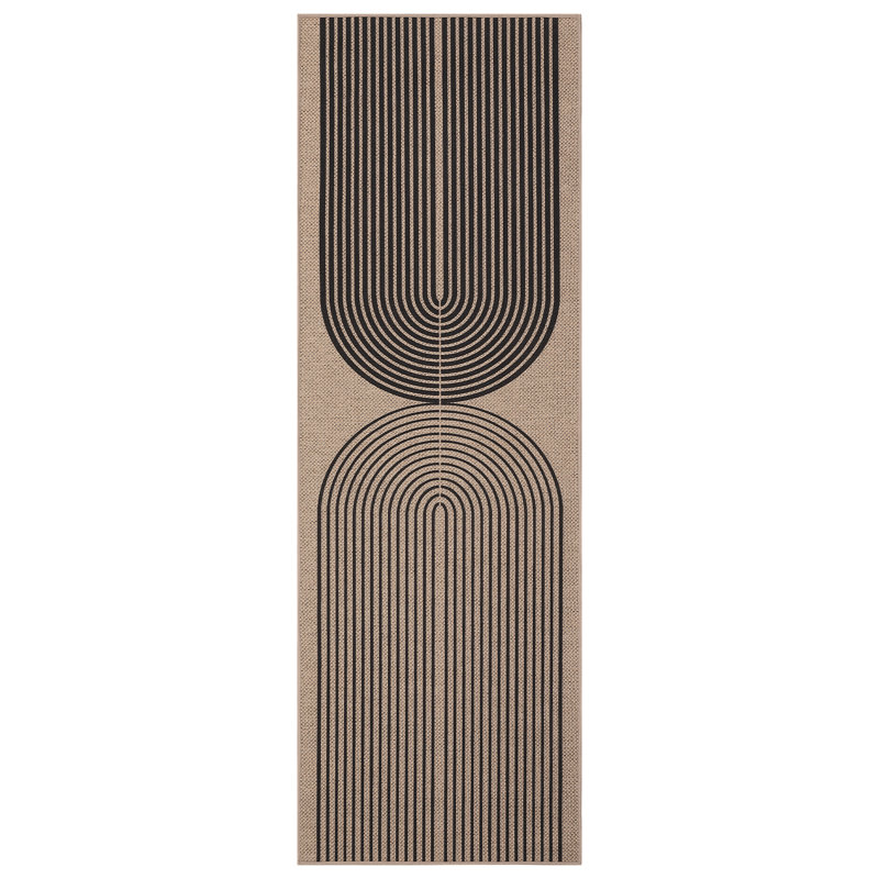 Tapis à rayures en jute Modern Modern, Brown, Tapis de couloir 2 po x 6 po