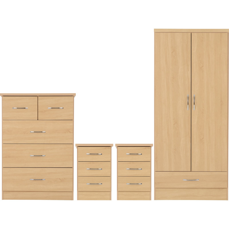 Cascio 4 Piece Bedroom Set, Sonoma Oak