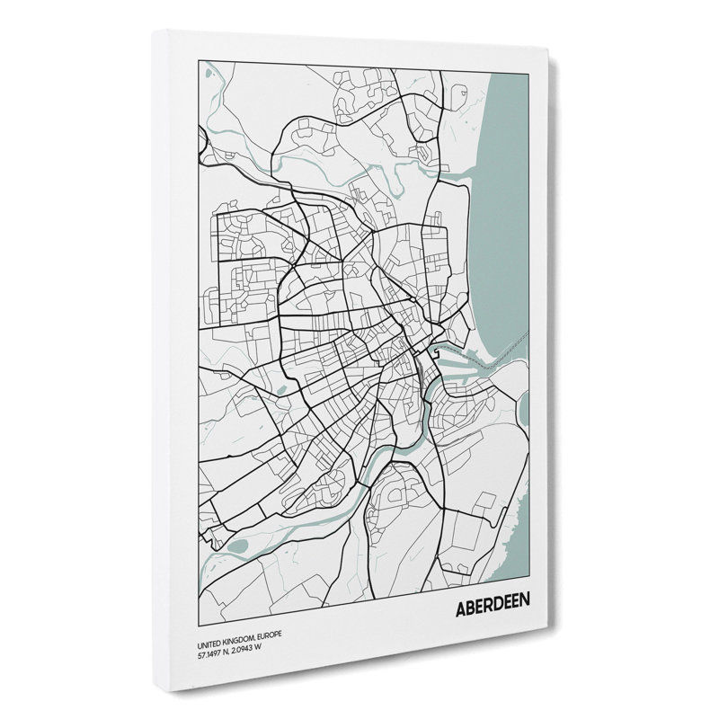 Map Aberdeen UK - Wrapped Canvas, 76cm H x 50cm W x 3cm D