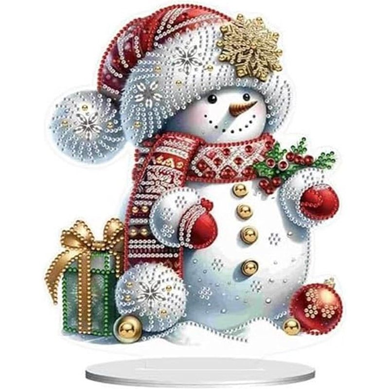 Anju  5D DIY Diamond Painting Kit Crystal Rhinestone Acrylic Table Top Ornament Decoration (Snowman with Gifts)