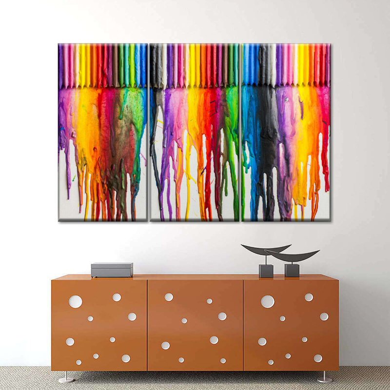 Ensemble de 3 crayons fondants sur toile, H 20 po x l 33 po x P 1,25 po