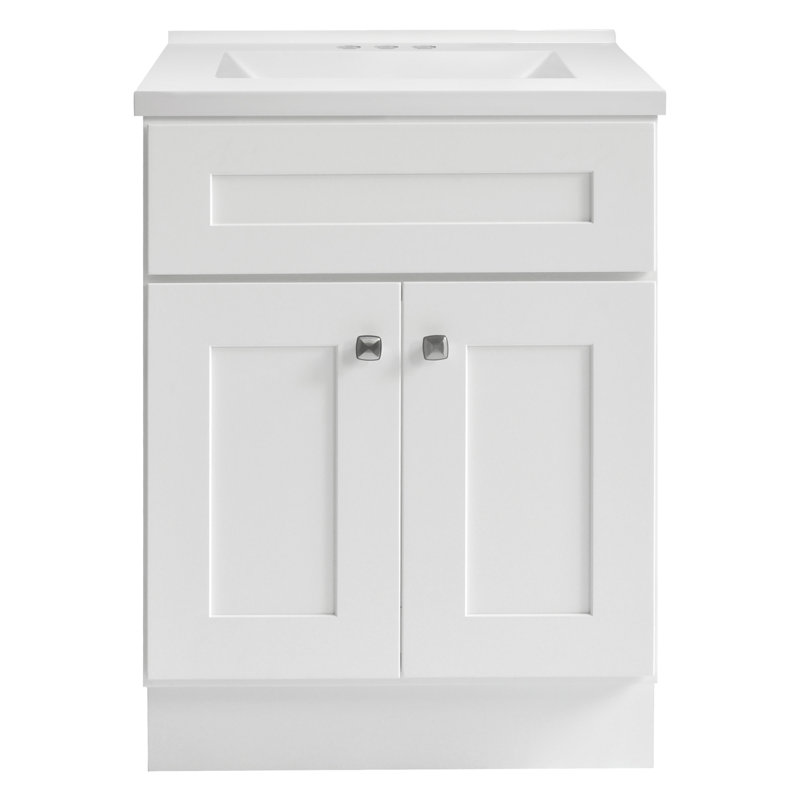 White 25" Single Bathroom Vanity with Cultured Marble Top