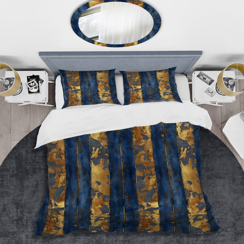 Ensemble de housse de couette transitionnelle à rayures fines bleu royal royal