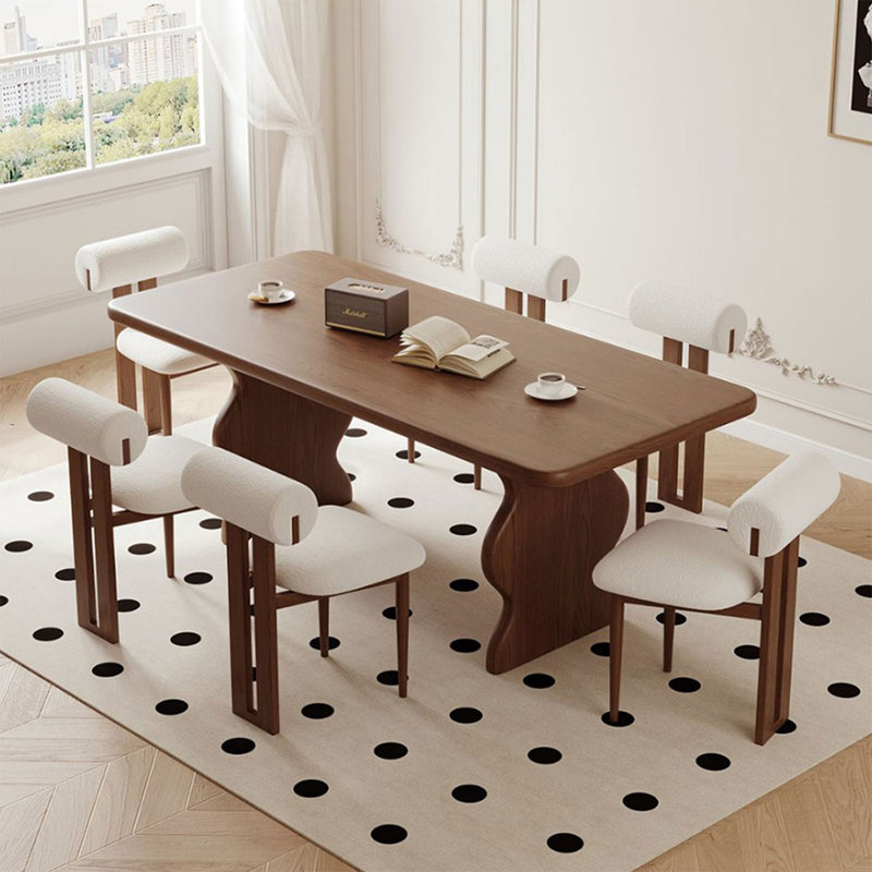 Modern Nut-Brown Rectangular Solid Wood Dining Table, 29.53"H x 78.74"L x 27.56"W