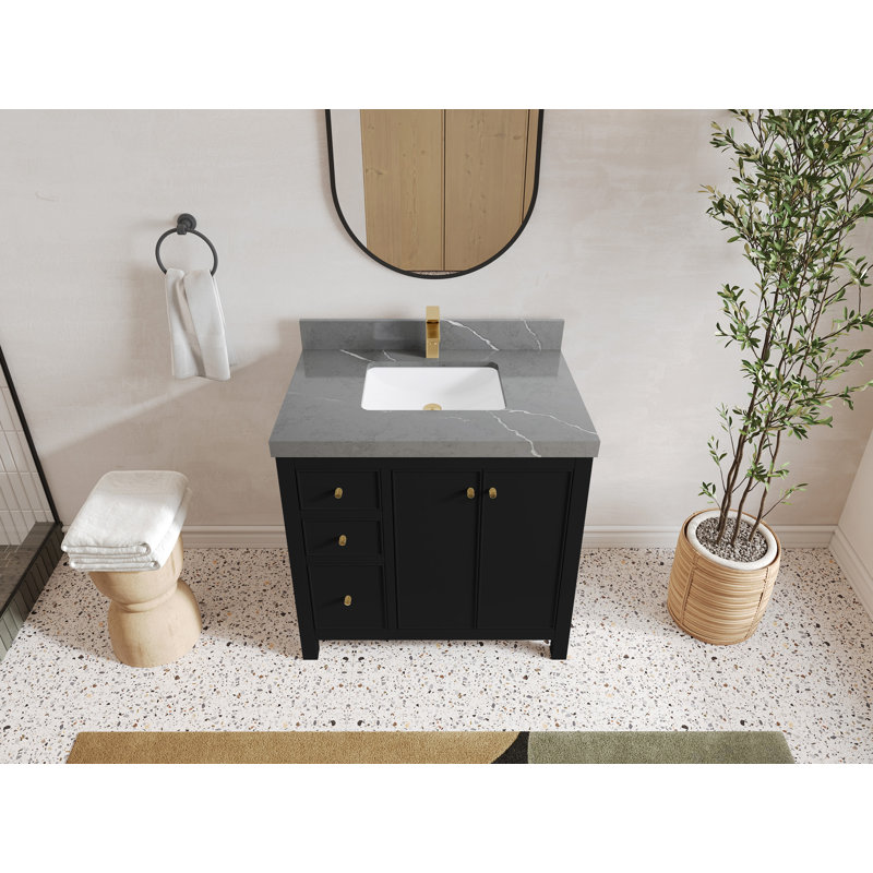 Ensemble de meuble-lavabo simple 36 po Chicago, Gris Piatra