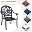 Mobilier de patio en fonte d'aluminium noir - rouille, avec 4 coussins et table ronde 5 coussins noirs, protégés et relaxants