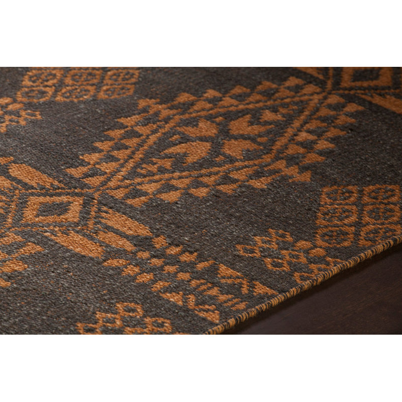 Tapis orange tissé à la main Stillmore, Rectangle 5 pi x 7 pi 6 po