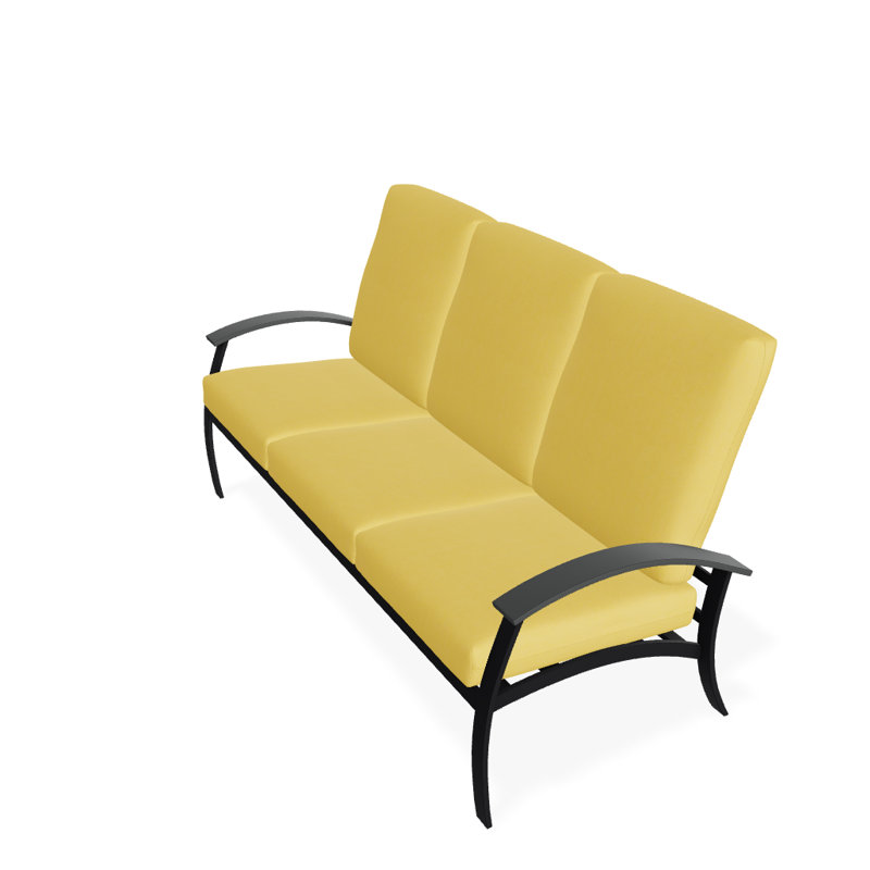 Canapé de patio 3 places avec coussins Askar, Jaune 43A, Noir texturé, Graphite classique P30