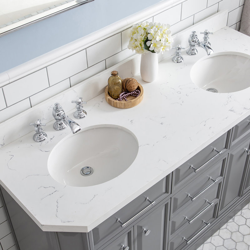 Palace 60'' W Double Vanity, Cashmere Gray, Stainless Steel