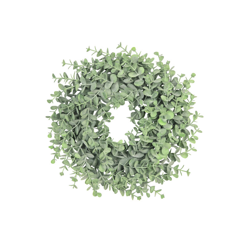 Frosted Artificial Eucalyptus Leaf Wreath, 12" H x 12" W x 3.25" D