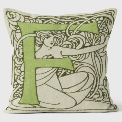 Art Nouveau Alphabet "F" Cushion