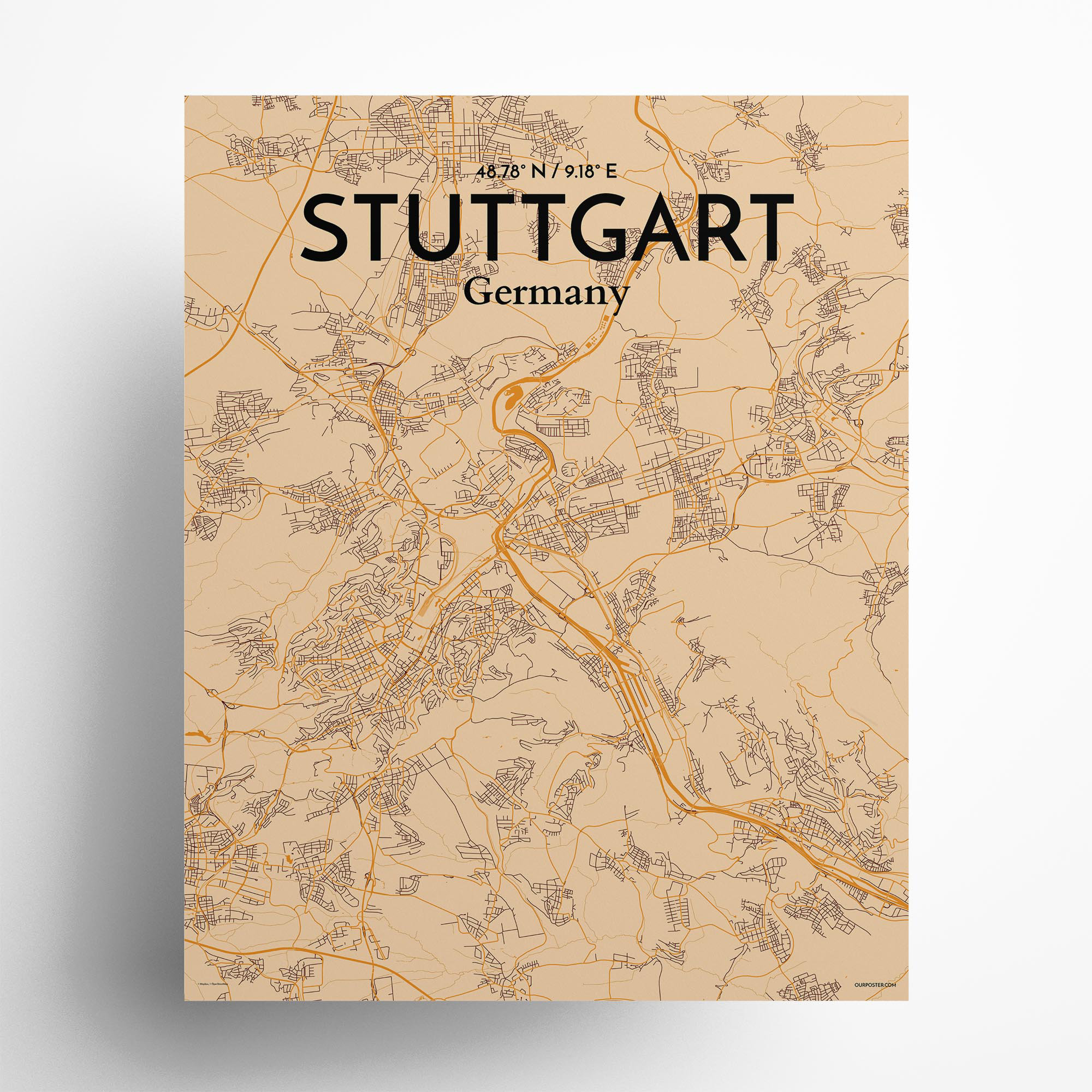 17 Stories Stuttgart City Map Graphic Art | Wayfair