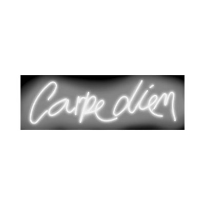 Neon Carpe Diem White On Black by Hailey Carr - Wrapped Canvas Panoramic Print