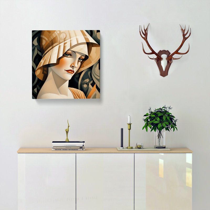Art Deco Woman Realism No.1 - Print, 50cm H x 50cm W x 3cm D