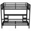 Grand lit superposé simple au-dessus de très grand lit simple / lit mezzanine avec bureau et tablettes, multiples utilisations se pliant dans un canapé avec DEL et USB, noir