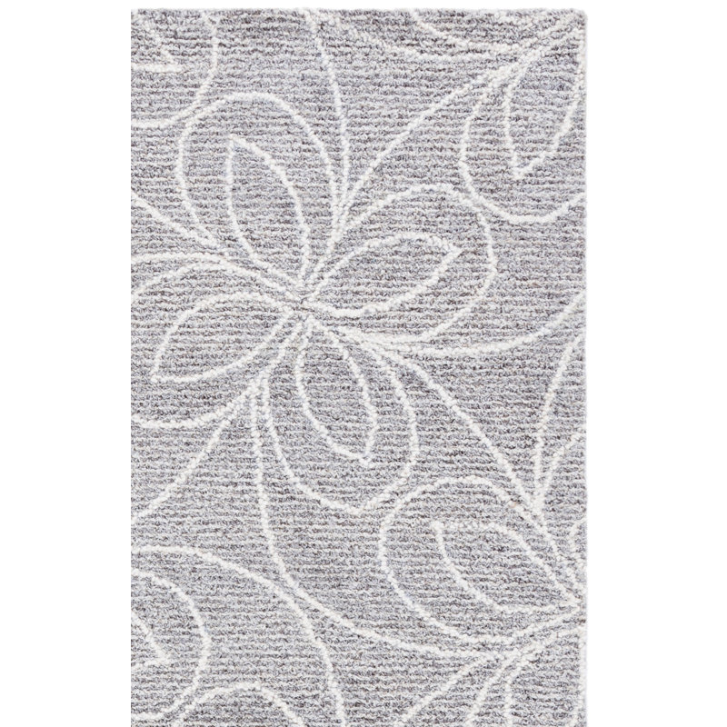 Ebony Hand Tufted Wool, Cotton Floral Indoor Rug, Rectangle 6' x 9'