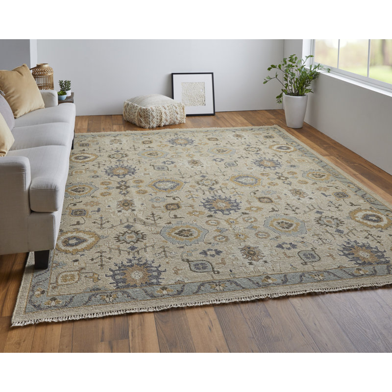 Corbitt Wool Oriental Area Rug in Tan, Rectangle 3'6" x 5'6"