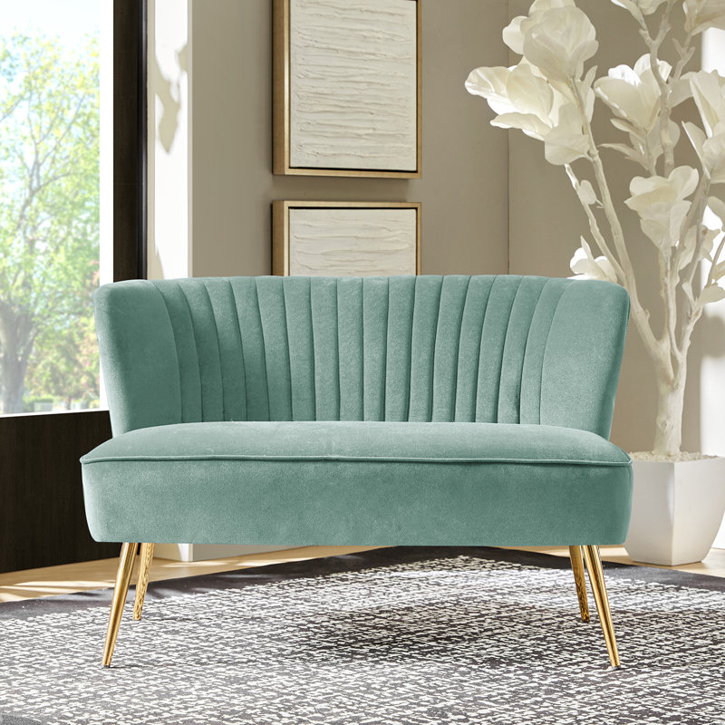 Euclid 47" Velvet 2-Seat Armless Loveseat, Sage