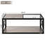 Table basse industrielle rustique et moderne, plateau en verre trempé, structure en X pour plus de stabilité, profondeur de 40,16 pouces avec surface lisse anti-rayures.