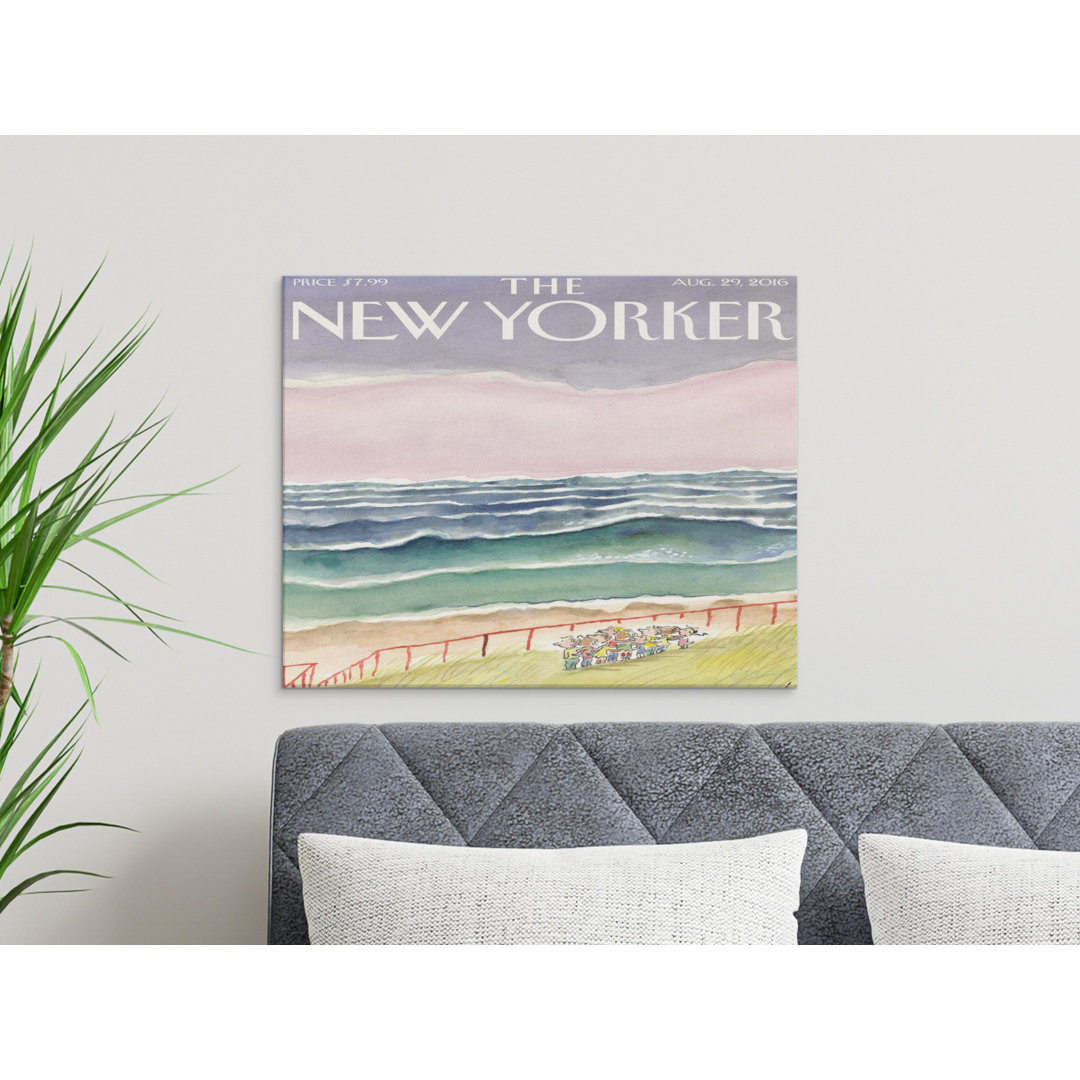 Sempé New Yorker Cover Canvas Art Print, Whimsical Beach Ocean Scene Watercolor Wall Decor, Coastal Home Gift