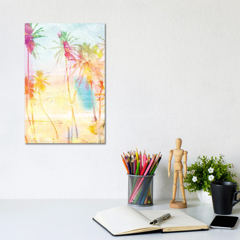 Bright Summer Palms 1 Piece Wrapped Canvas Painting, 20.32 cm H x 30.48 cm W