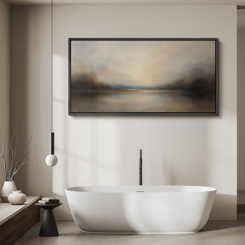 Grande impression sur toile encadrée, impression de paysage abstrait pour la décoration intérieure moderne, Noir