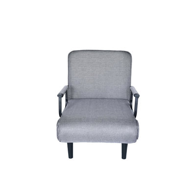 Chaise de lit pliable en gris - lin, métal, support convertible en métal robuste et confortable